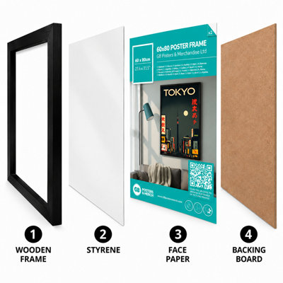 GB Posters White Picture Frame 60 x 80cm - MDF Poster & Photo Frame