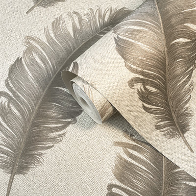 GB4411 Ciara Feather Mocha Beige Wallpaper by Belgravia Zambaiti Parati