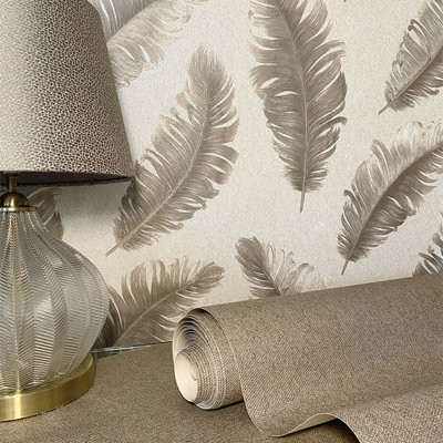 GB4411 Ciara Feather Mocha Beige Wallpaper by Belgravia Zambaiti Parati