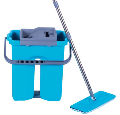 GBPro Premium Mop and Bucket Wringer Floor Cleaner Set for WET and DRY - Plus 4 Microfibre Mop Pads - Ideal for laminate floors