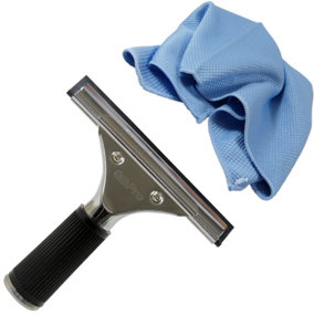 GBPro Professional Window Squeegee Stainless Wiper 15cm/6" + Next Generation Window Fishscale cloth - SET
