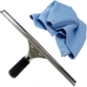 GBPro Professional Window Squeegee Stainless Wiper 35cm/14" + Next Generation Window Fishscale cloth - SET