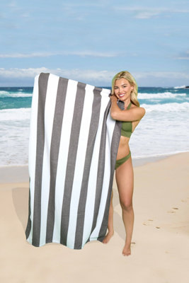 GC GAVENO CAVAILIA 1PK BEACH TOWEL CABANA STRIPE SAND FREE 100X200 CHARCOAL Price Comparisons | Compare The Build