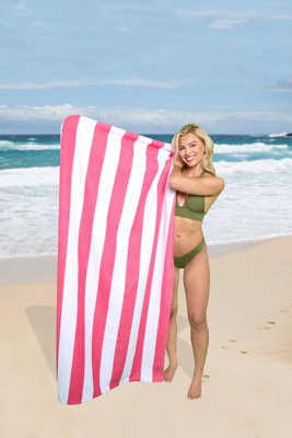 GC GAVENO CAVAILIA 1PK BEACH TOWEL CABANA STRIPE SAND FREE 100X200 PINK Price Comparisons | Compare The Build