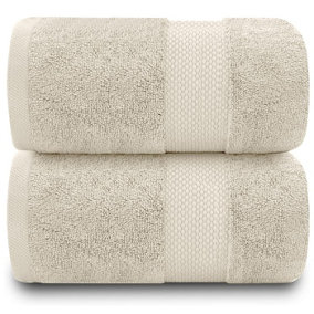 GC GAVENO CAVAILIA 2PK Miami Bath Towel 70X125 Cream 700 GSM Quick Drying & Super Absorbent Bath Towel Set
