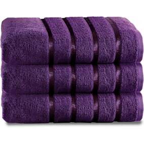 GC GAVENO CAVAILIA 3 Piece Kensington Bath Sheet 80x140 Aubergine 500 GSM Quick Dry & Water Absorbent Towel