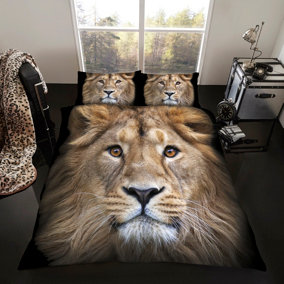 GC GAVENO CAVAILIA 3D Jungle King Duvet Cover Bedding Set Double 3PC With Matching Pillowcases