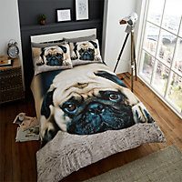 GC GAVENO CAVAILIA 3D Lazy Pug Duvet Cover Bedding Set Double 3PC With Matching Pillowcases