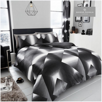 GC Gaveno Cavailia 3D Triangle Super King Duvet Cover With Matching Pillowcase Super Soft Warm & Cosy Bedding Set