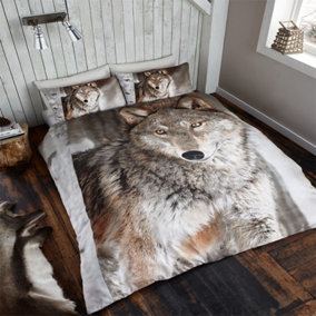 GC GAVENO CAVAILIA 3D Wild Wolf Duvet Cover Bedding Set King 3PC With Matching Pillowcases