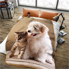 GC GAVENO CAVAILIA 3D Wildlife Dog & Cat 200x240 CM Cosy Fleece Bed Throw, Extra Large Throw Blanket For Bed