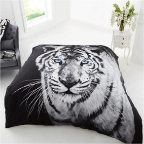 GC GAVENO CAVAILIA 3D Wildlife White Tiger 200x240 CM Cosy Fleece Bed Throw, Extra Large Throw Blanket For Bed
