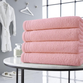 GC GAVENO CAVAILIA 4 Pack Wilsford Supreme Bath Sheet Blush Pink Highly Absorbent Egyptian Cotton Towel Set