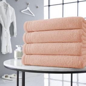 GC GAVENO CAVAILIA 4 Pack Wilsford Supreme Bath Sheet Peach Highly Absorbent Egyptian Cotton Towel Set