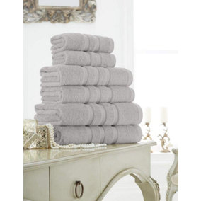 GC GAVENO CAVAILIA 4 Pack Zero Twist Hand Towel 50X80 Silver Quick Absorbent & Super Soft Towels