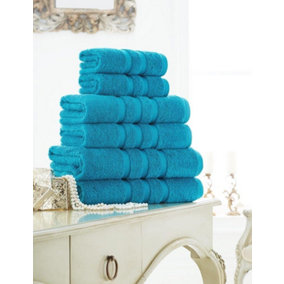 GC GAVENO CAVAILIA 4 Pack Zero Twist Hand Towel 50X80 Turquoise Quick Absorbent & Super Soft Towels