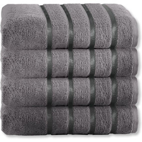 GC GAVENO CAVAILIA 4 Piece Kensington Bath Towel 70x120 Dark Grey 500 GSM Quick Dry & Water Absorbent Towel