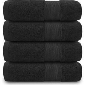 GC GAVENO CAVAILIA 4PK Miami Hand Towel 50X85 Black Quick Drying & Super Absorbent 700 GSM Hand Towel Set