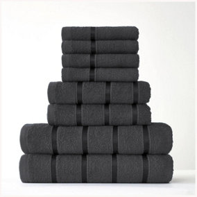 GC GAVENO CAVAILIA 8 Piece Bostonian Oasis Towel Bale Set Dark Grey Quick Dry And Super Obsorbent towel