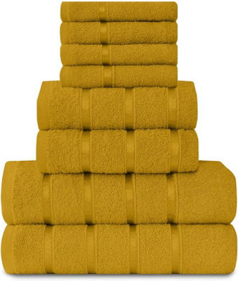 GC GAVENO CAVAILIA 8 Piece Bostonian Oasis Towel Bale Set Ochre Quick Dry And Super Obsorbent towel