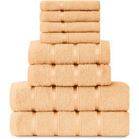 GC GAVENO CAVAILIA 8 Piece Bostonian Oasis Towel Bale Set Peach Quick Dry And Super Obsorbent towel
