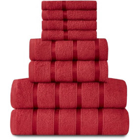 GC GAVENO CAVAILIA 8 Piece Bostonian Oasis Towel Bale Set Red Quick Dry And Super Obsorbent towel