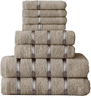 GC GAVENO CAVAILIA 8 Piece Bostonian Oasis Towel Bale Set Silver Quick Dry And Super Obsorbent towel