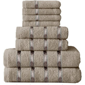 GC GAVENO CAVAILIA 8 Piece Bostonian Oasis Towel Bale Set Silver Quick Dry And Super Obsorbent towel