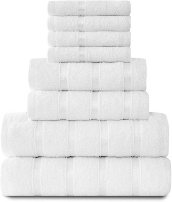 GC GAVENO CAVAILIA 8 Piece Bostonian Oasis Towel Bale Set White Quick Dry And Super Obsorbent towel