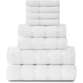 GC GAVENO CAVAILIA 8 Piece Bostonian Oasis Towel Bale Set White Quick Dry And Super Obsorbent towel
