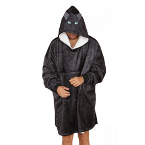 GC GAVENO CAVAILIA Animal Face Blanket Oversized Hoodie Black Panther Super Soft Fleece Sherpa Sweatshirt Hoodie unisex