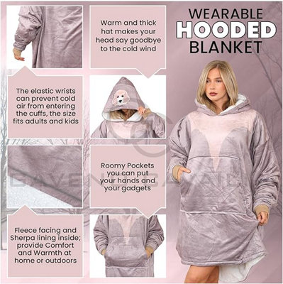 Gaveno Cavailia Teddy Bear Hoodie Blanket - Oversized Wearable Sherpa Hoody, One Size Fits All