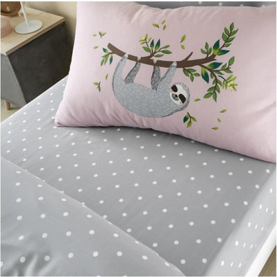 GC GAVENO CAVAILIA Animal Printed Sloth Fitted Sheet Single Polka Dot Bed Sheet Set with Pillowcase