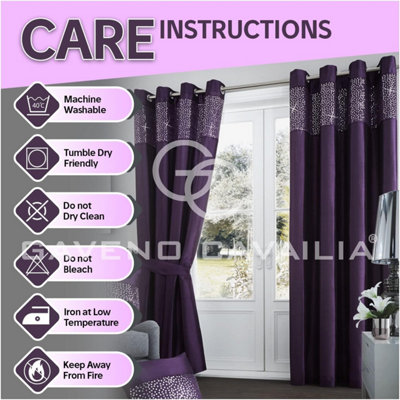 GC GAVENO CAVAILIA Aviv Modern Style Lined Diamante Band Curtains
