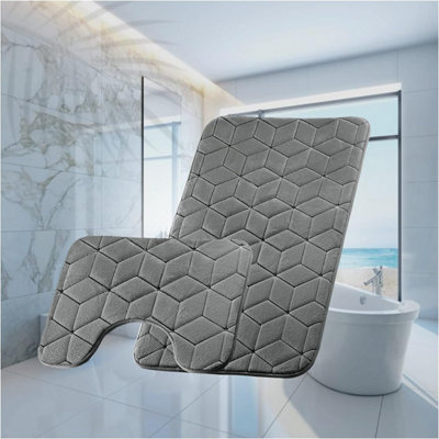 GC GAVENO CAVAILIA Blocks 2 Piece Bath Mat Set Charcoal Super Absorbent Non Slip Shower Mat Price Comparisons | Compare The Build