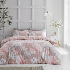 GC GAVENO CAVAILIA Blossom heaven duvet cover bedding set blush pink double 3PC with reversible flowers printed quilt bedding set.
