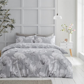 GC GAVENO CAVAILIA Blossom heaven duvet cover bedding set grey double 3PC with reversible flowers printed quilt bedding set.