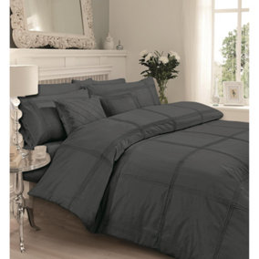 GC GAVENO CAVAILIA Castle Keep Duvet cover bedding set charcoal double 3PC with embriodery pillowcases and quilt cover