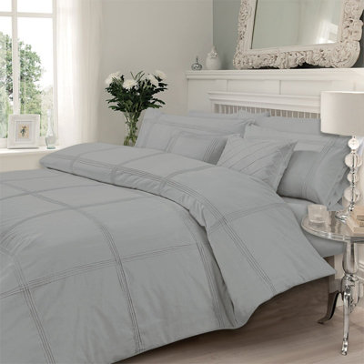 GC GAVENO CAVAILIA Castle Keep Duvet cover bedding set silver king 3PC with embriodery pillowcases and quilt cover