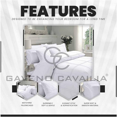 GC GAVENO CAVAILIA Castle Keep Duvet cover bedding set white double 3PC with embriodery pillowcases and quilt cover
