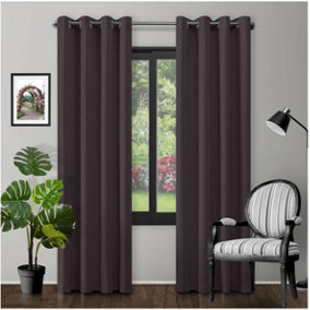 GC GAVENO CAVAILIA Charcoal Blackout Eyelet Curtains 66x72 Inches 80-90% Black Out Thermal Ring Top Curtain Pair Window