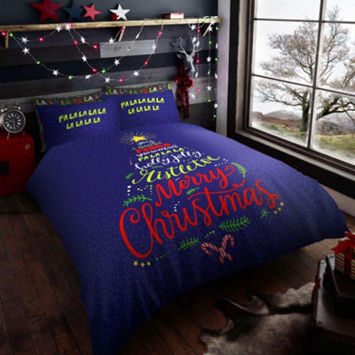 GC GAVENO CAVAILIA Christmas Tree Duvet Cover Set Single with Pillowcase  Boys & Girls Breathable Christmas Stars Bedding Bedset