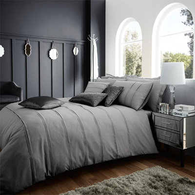 GC GAVENO CAVAILIA Cloud Nine Duvet Cover Bedding Set King 3PC Silver With Matching Pillowcases