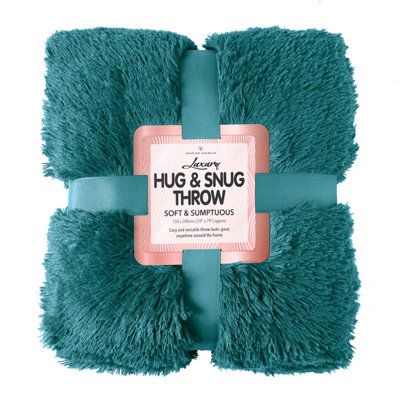 GC GAVENO CAVAILIA Comfy Cuddle Throw 150X200 CM Green for Sofas Large Double Bed, Luxury Fuzzy Warm Faux Fur Fluffy Blanket
