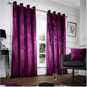 GC GAVENO CAVAILIA Crushed Velvet Curtains 66x72 Aubergine Thermal Insulated Door Curtains, Eyelet Panels