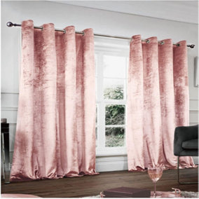 GC GAVENO CAVAILIA Crushed Velvet Curtains 66x72 Blush Pink Thermal Insulated Door Curtains, Eyelet Panels