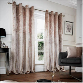 GC GAVENO CAVAILIA Crushed Velvet Curtains 66x90 Champagne Thermal Insulated Door Curtains, Eyelet Panels