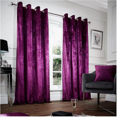 Bagaille CURTAIN ★ CANVAS PLUM GC GAVENO CAVAILIA Crushed Velvet Curtains 90x90 Aubergine Thermal