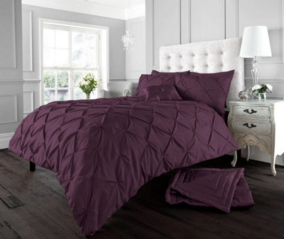 GC GAVENO CAVAILIA Dazzling Diamonds duvet cover bedding set aubergine single 2PC with pintuck quilt cover