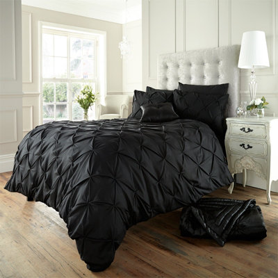 GC GAVENO CAVAILIA Dazzling Diamonds duvet cover bedding set black double 3PC with pintuck quilt cover